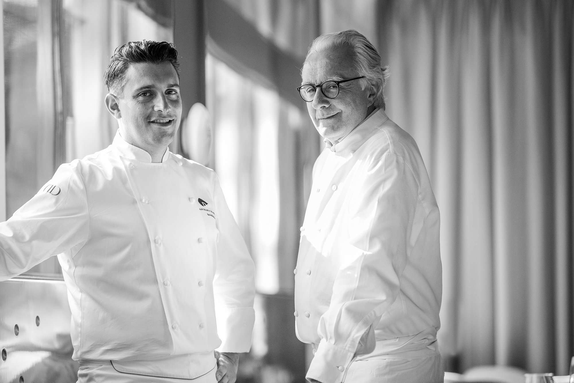 Alain Ducasse with executive chef, Jean Philippe-Blondet