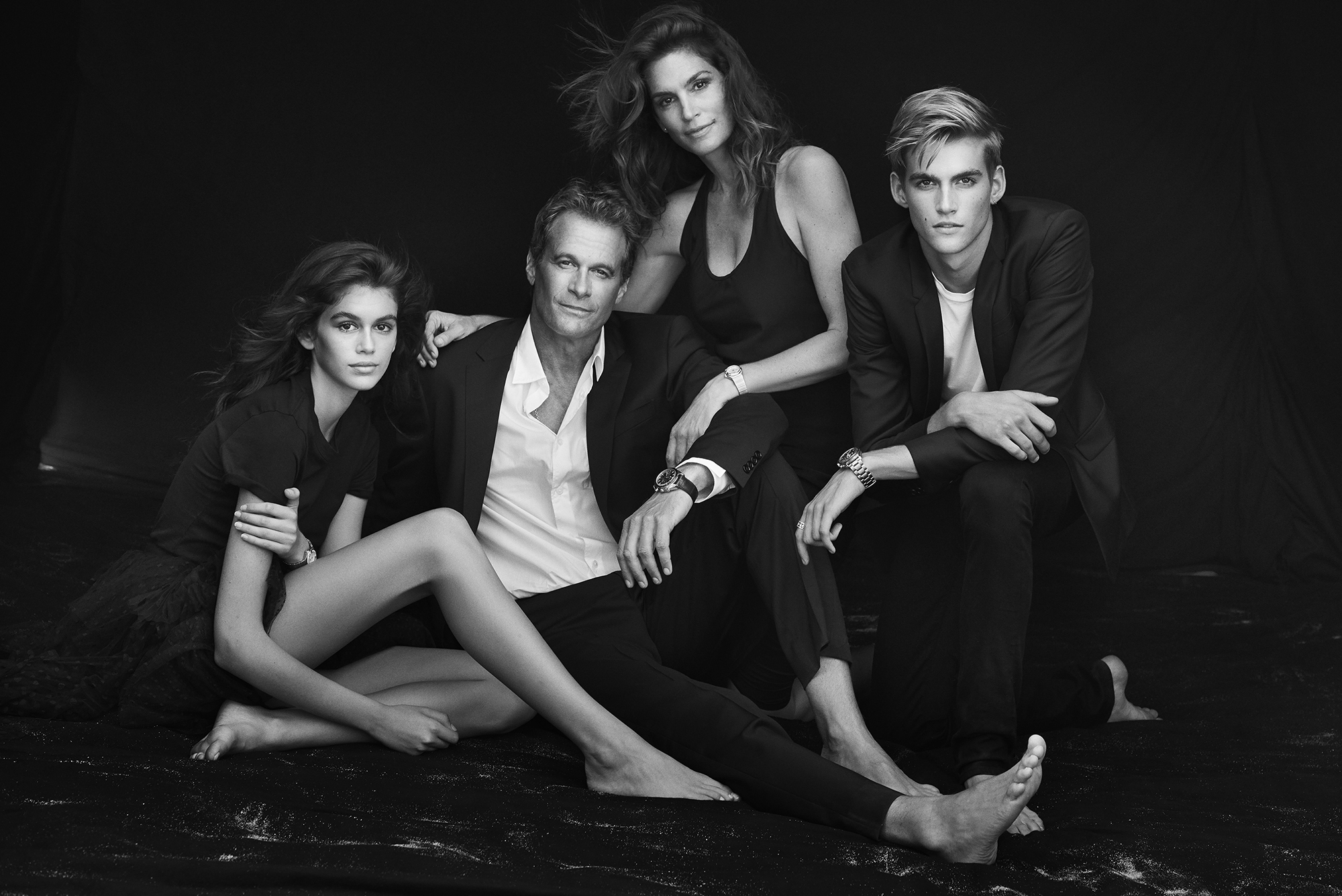 Cindy Crawford with husband Rande Gerber and children Kaia and Presley Gerber