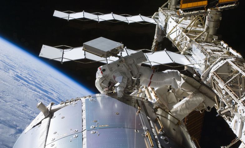 Astronaut Nicole Stott, Expedition 20 flight engineer, participates in the STS-128 mission's first session of extravehicular activity as construction and maintenance continue on the International Space Station. Image courtesy of NASA