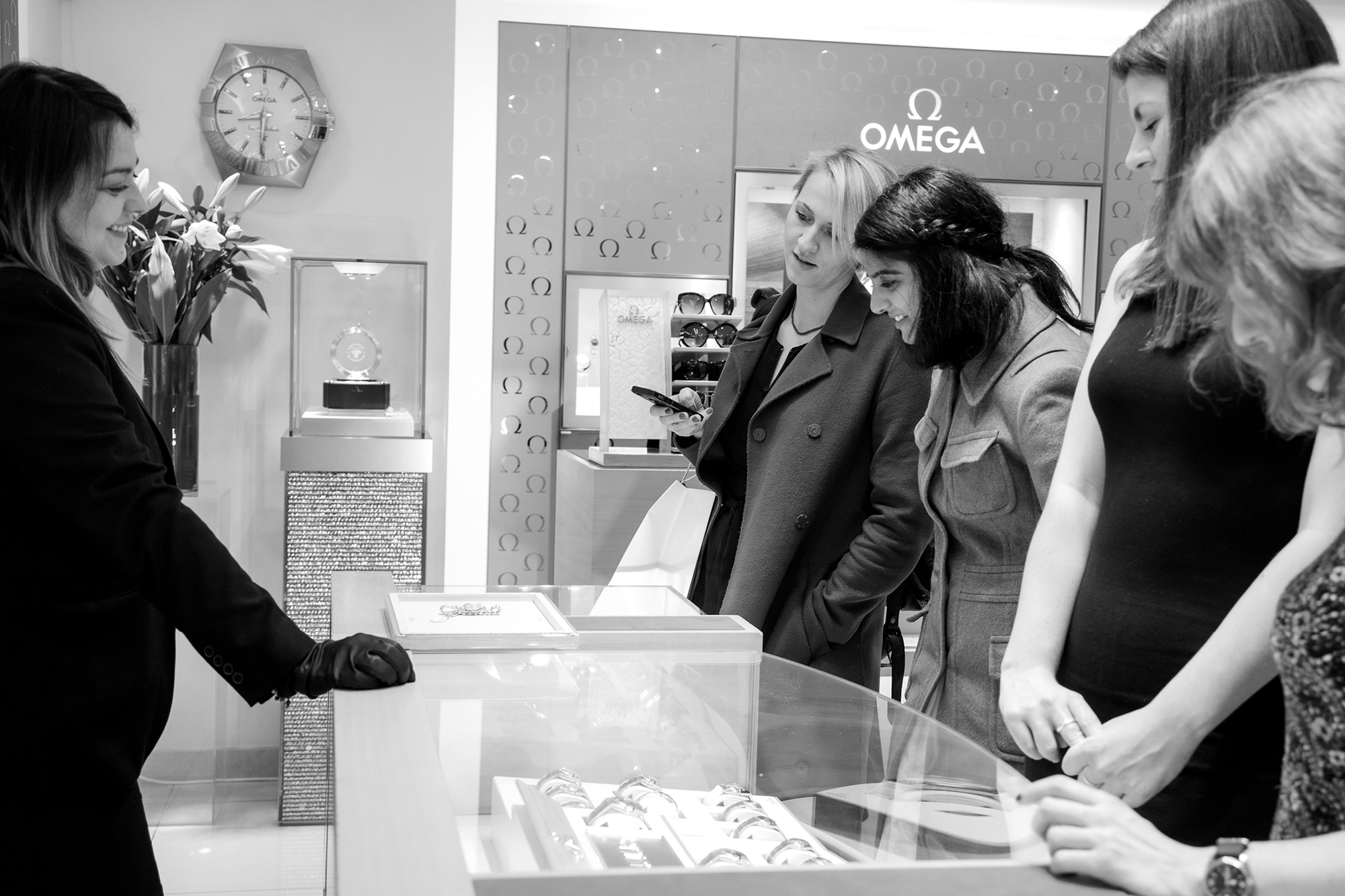 Guests talk to the watch experts at The Royal Exchange's Omega boutique