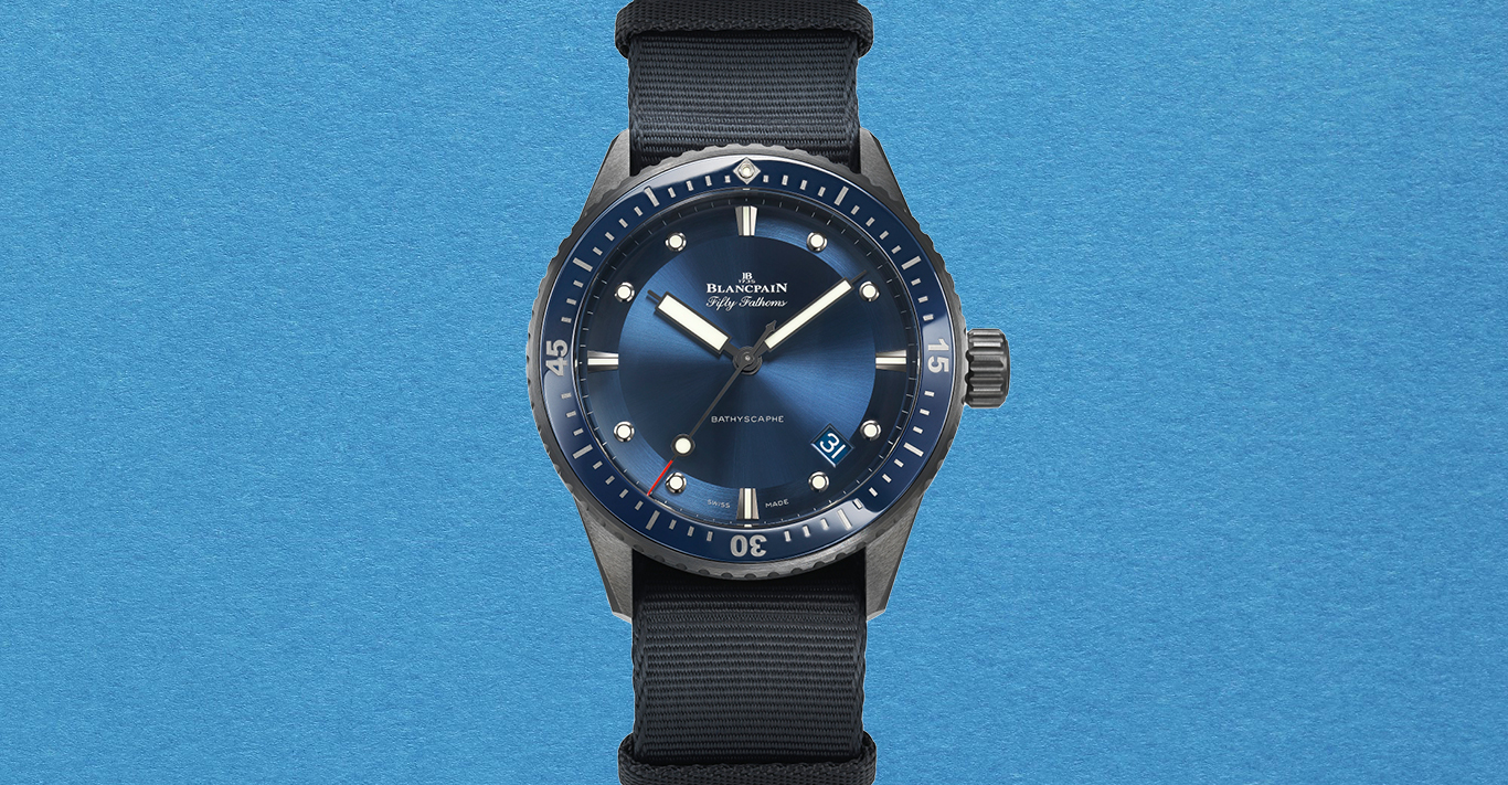 Dive in Blancpain Fifty Fathoms Bathyscaphe Bucherer BLUE Brummell