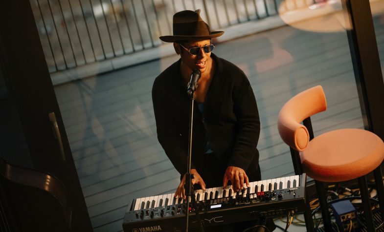 Reuben James performs at the third London City Island Penthouse Conversations