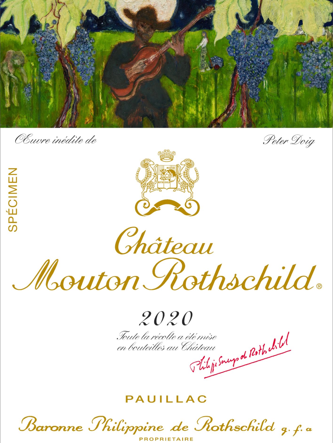 The label for Château Mouton Rothschild 2020 featured artwork by Peter Doig