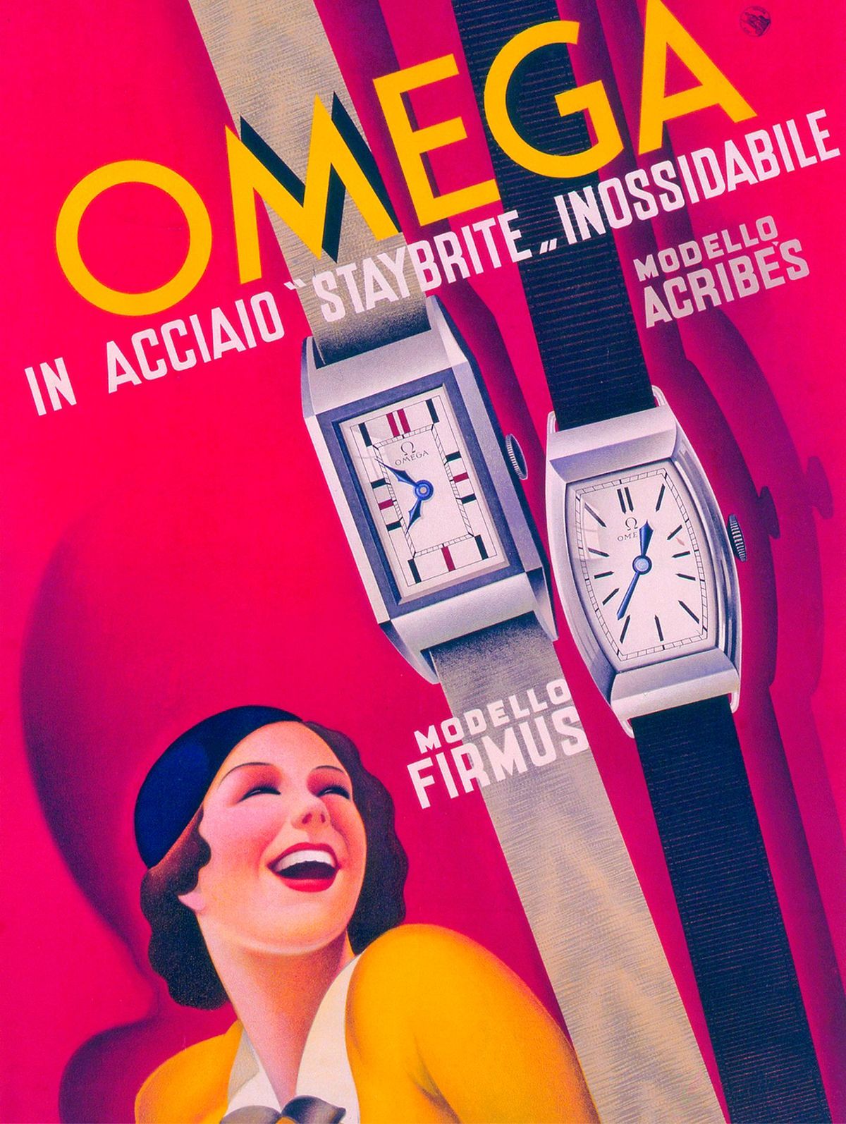 Omega advert in an art deco style