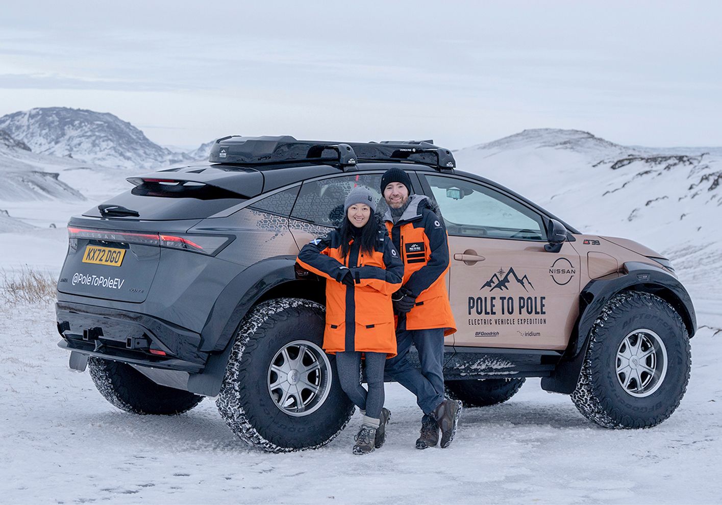 Chris and Julie Ramsey will drive from the North Pole to the South Pole in an electric vehicle