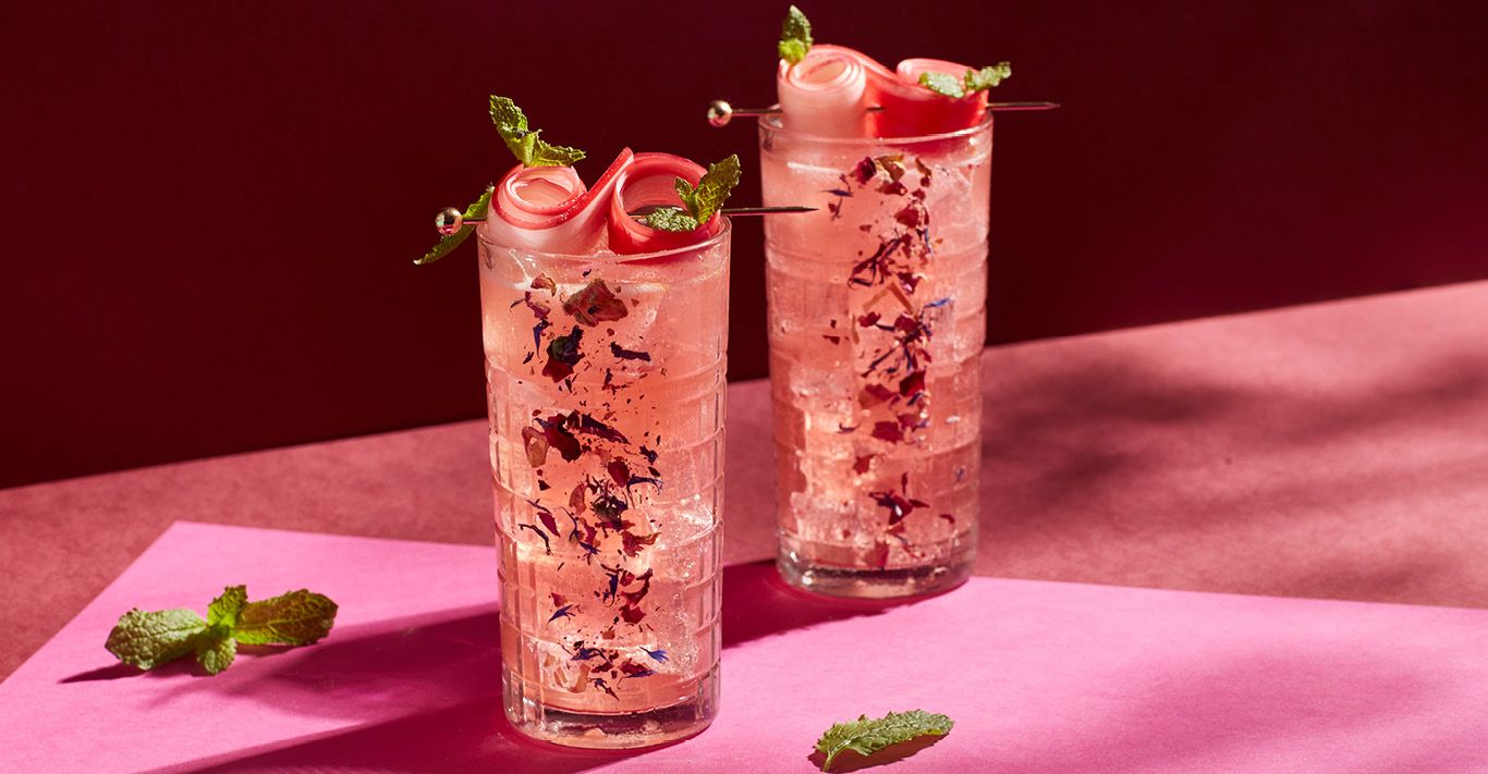 Hibiscus Highball cocktails featuring Maestro Dobel Tequila