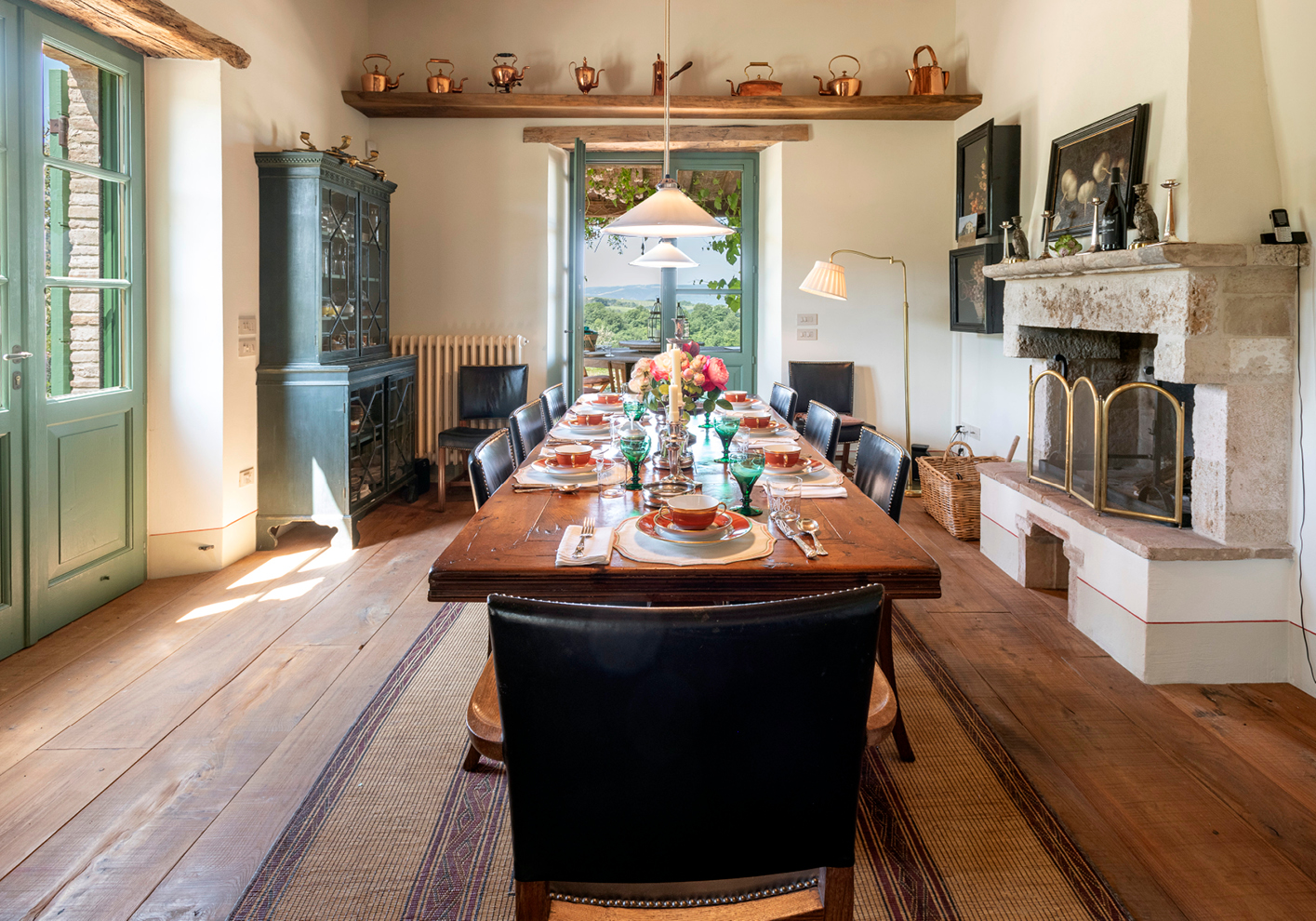 Indoor dining area at Casa Collina in Umbria, Italy 