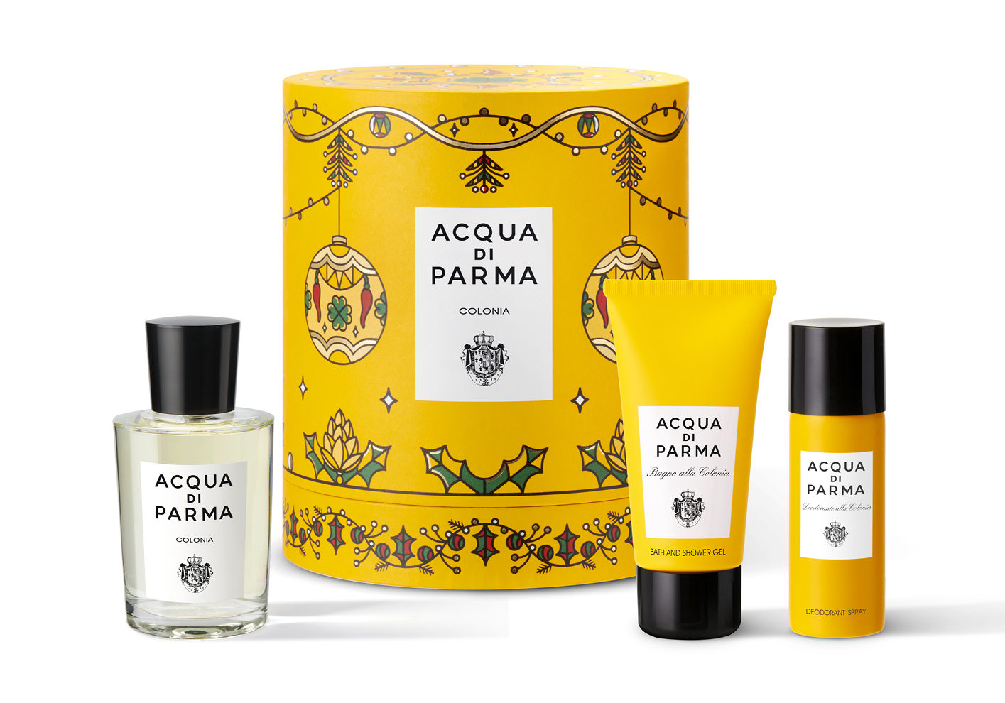 A festive coffret from Acqua di Parma featuring fragrances from the brand's most iconic line, Colonia