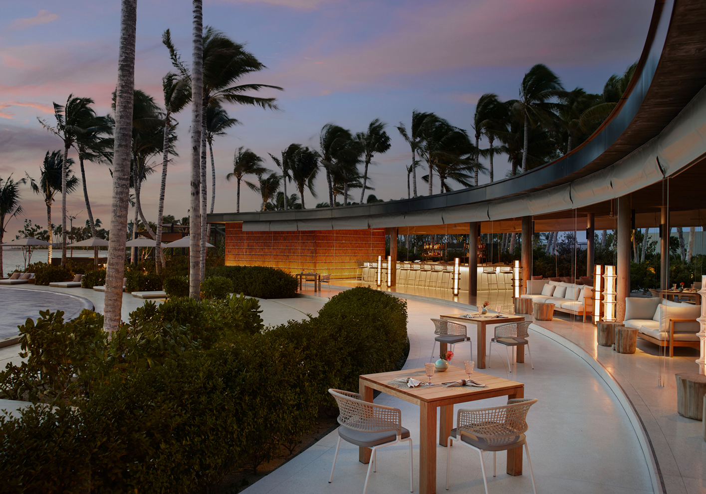 The Eau Bar pictured at sunset