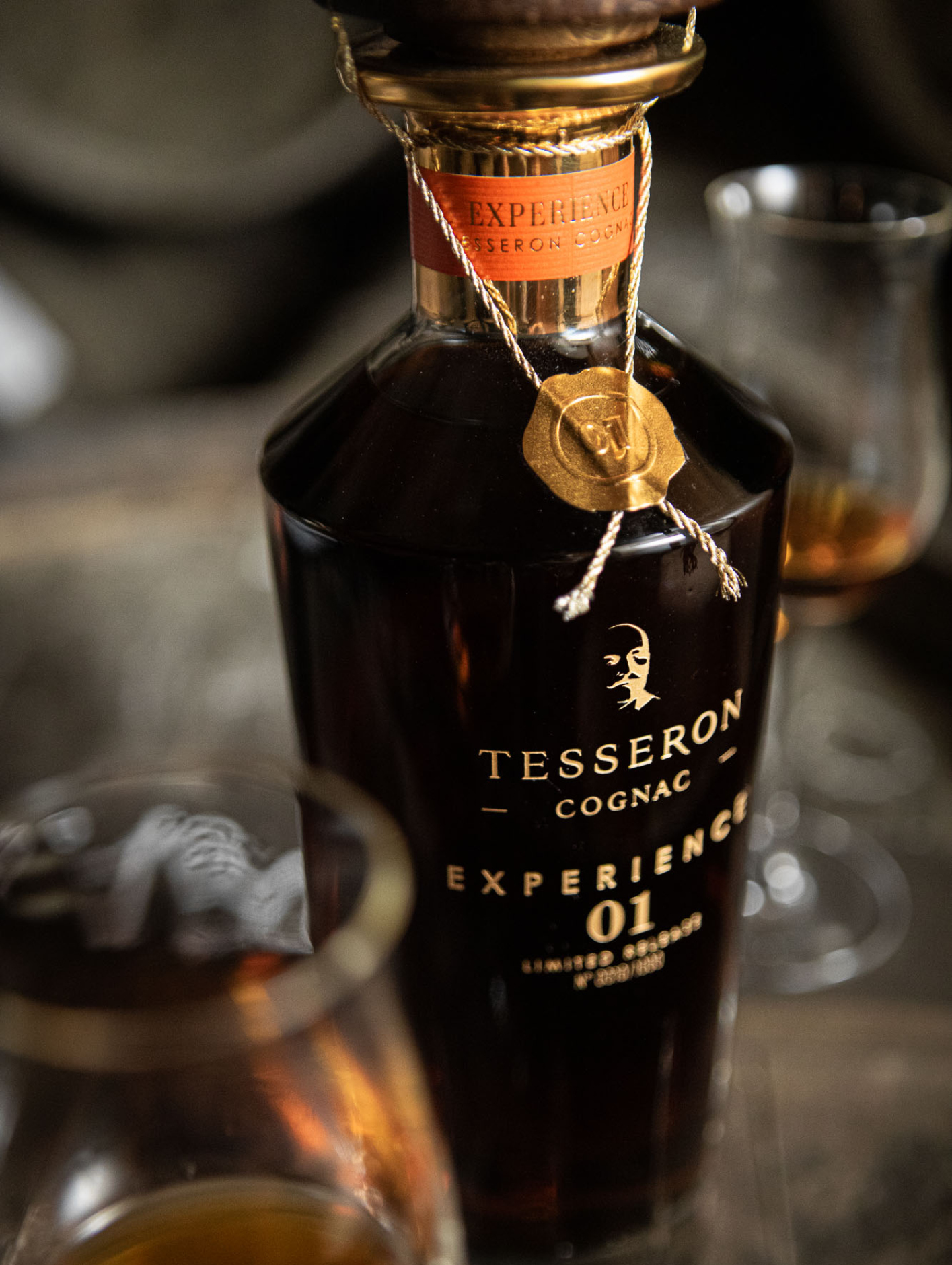 A bottle of the limited-edition cognac Tesseron Experience 01