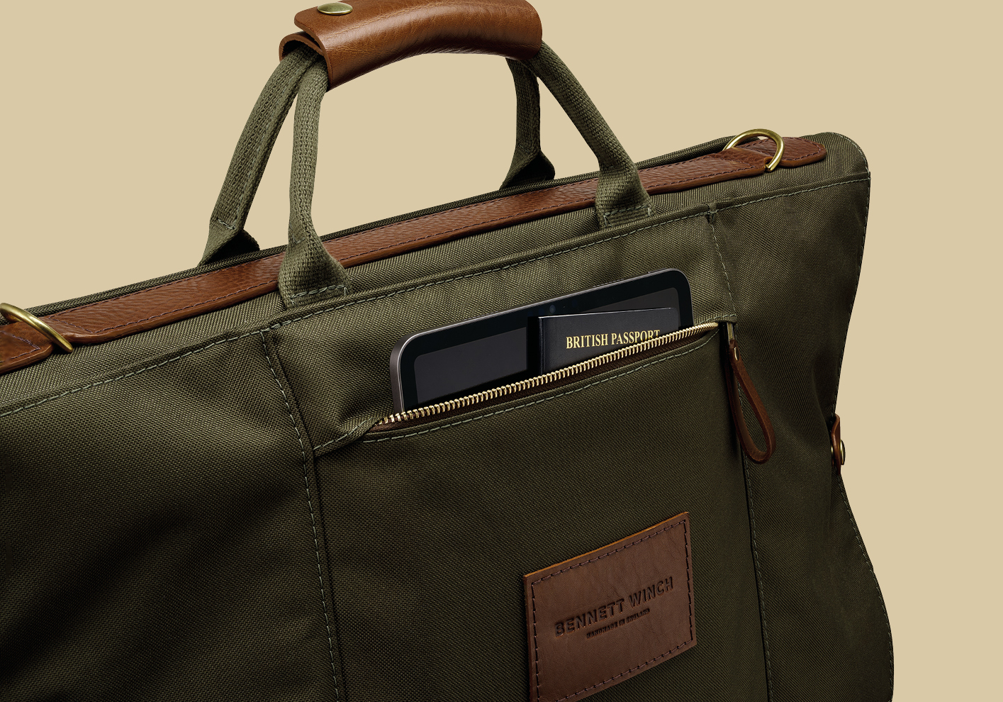 Bennett Winch’s Trifold suit carrier in olive, £750