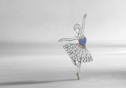 A jewellery creation in the shape of a ballerina performing a pirouette