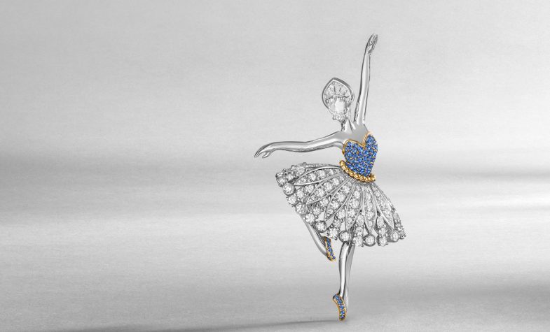A jewellery creation in the shape of a ballerina performing a pirouette