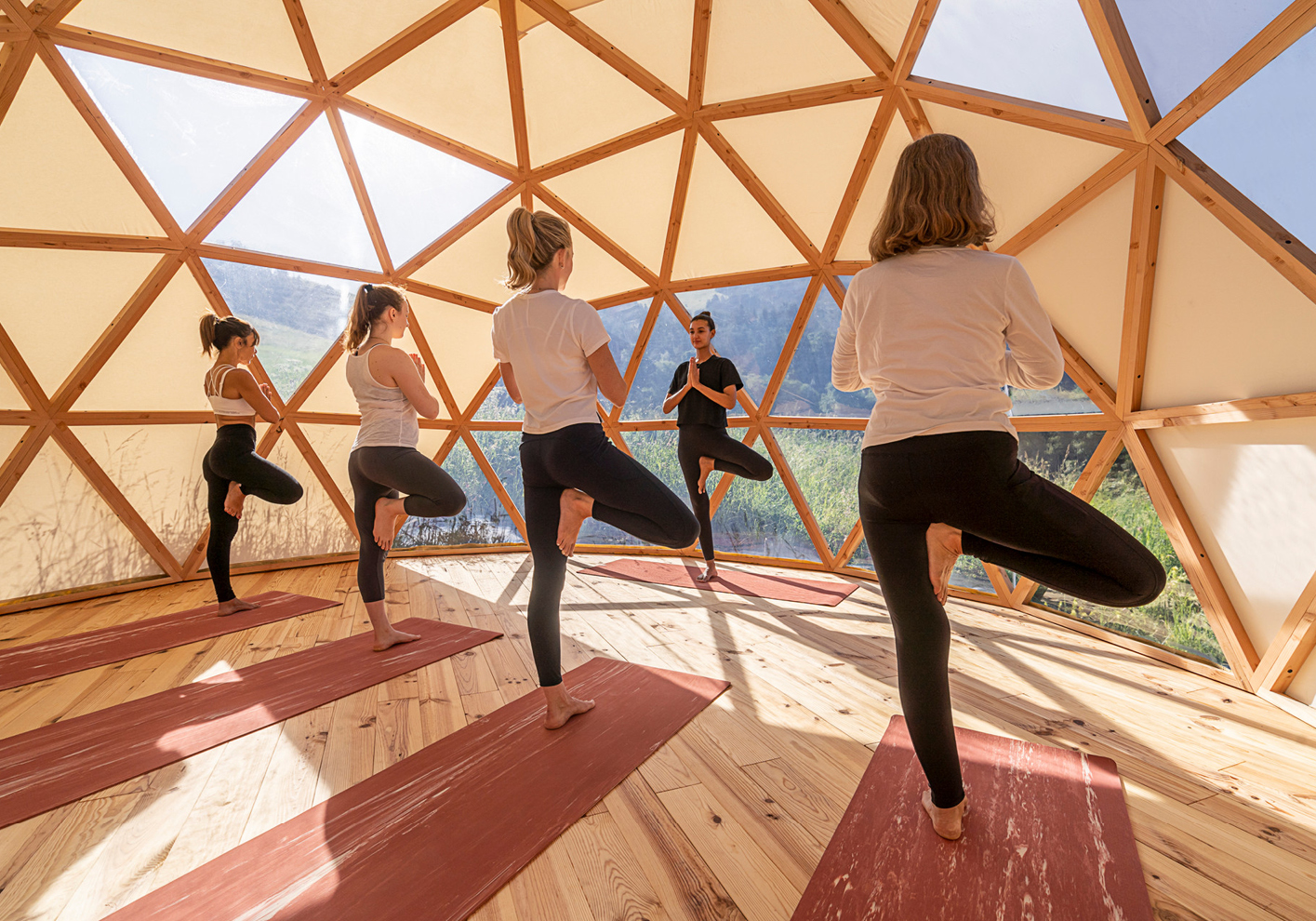 Yoga session in eco-friendly dome in Four Seasons Hotel Megève 