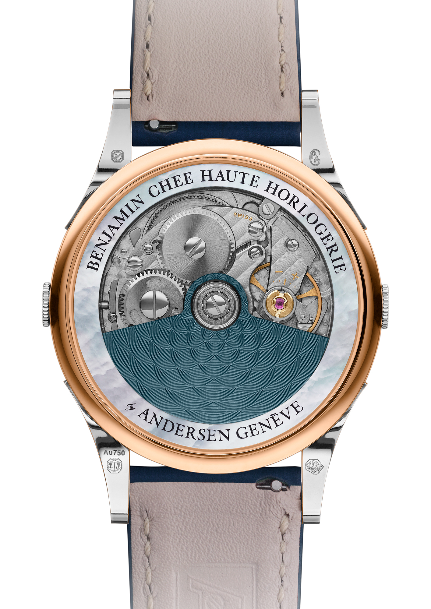 The slimline haute horlogerie movement and mesmerising engraved 21k BlueGold winding rotor