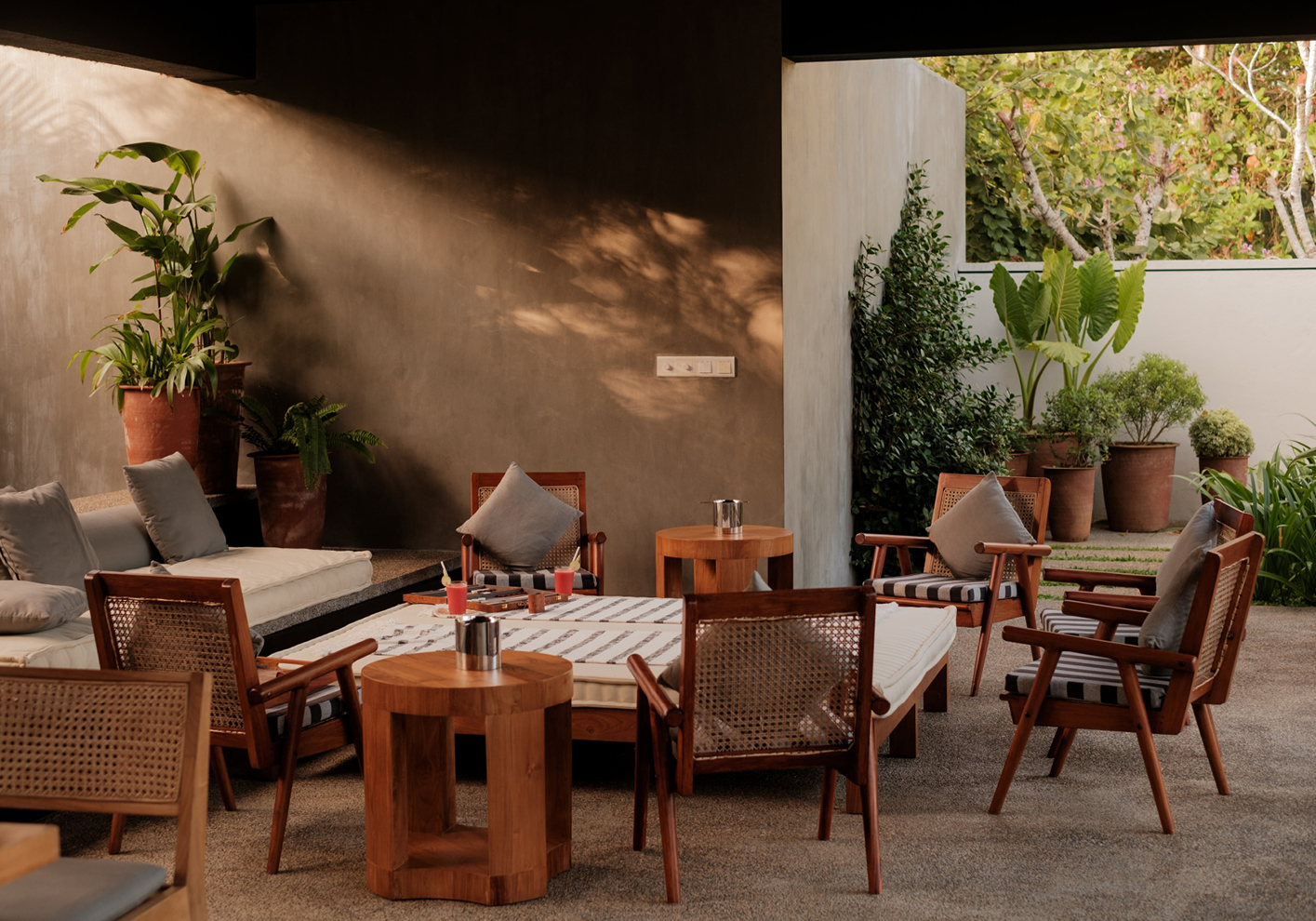 Outside seating area at M Beach House, Sri Lanka