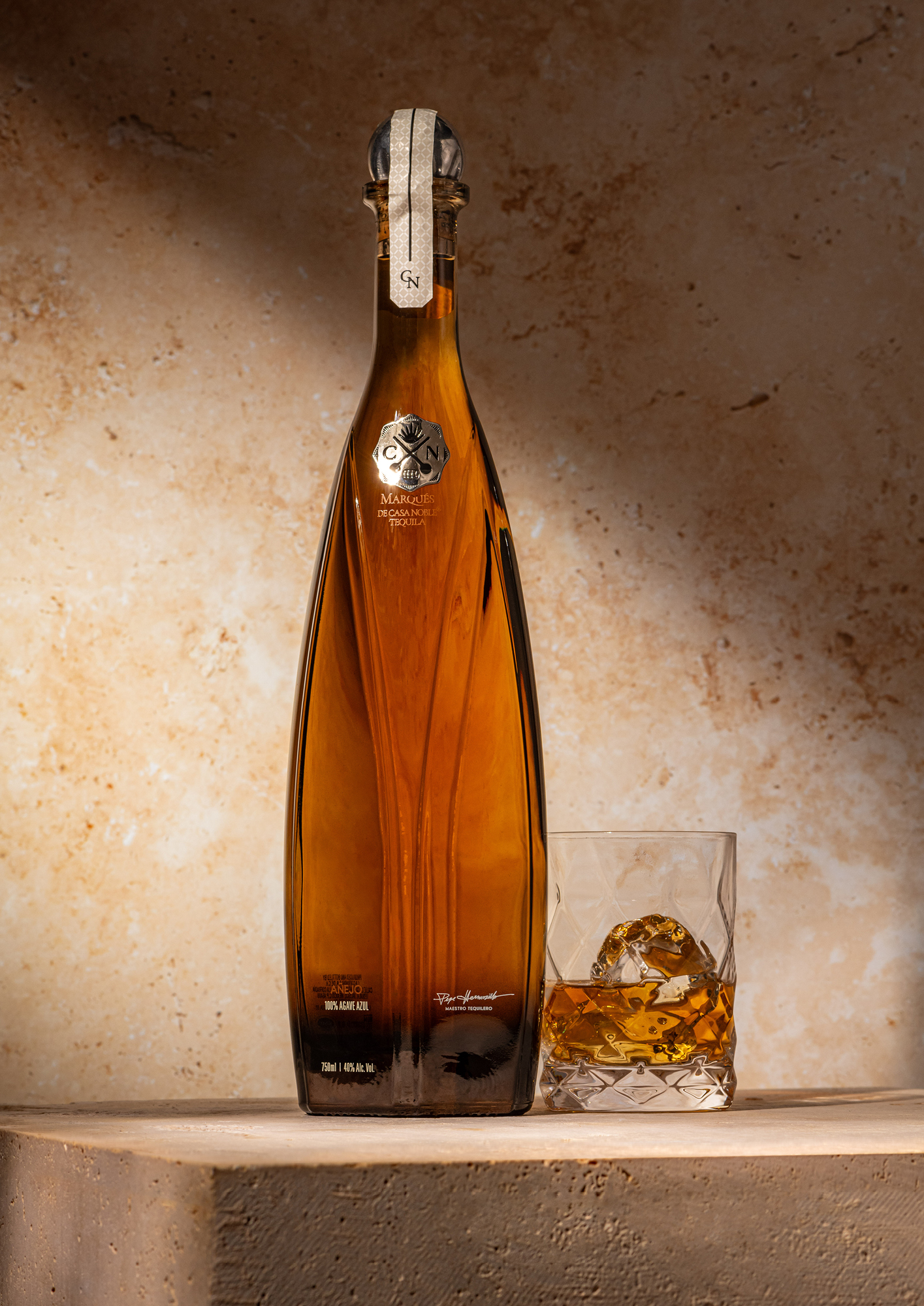 Casa Noble Tequila bottle and glass