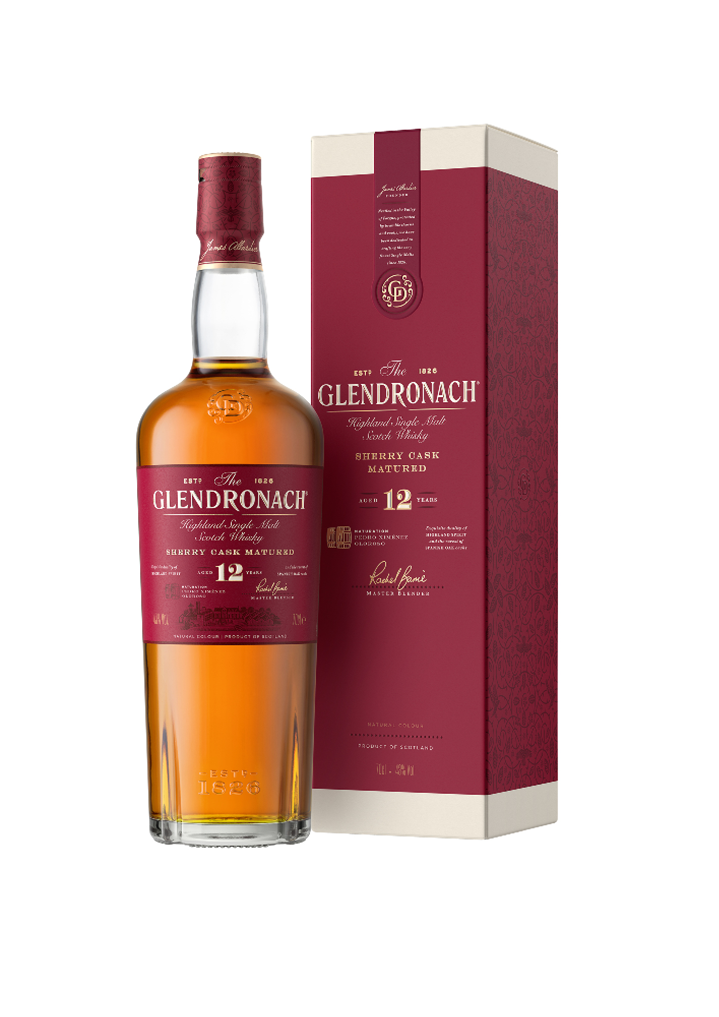 The Glendronach 12YO bottle and case