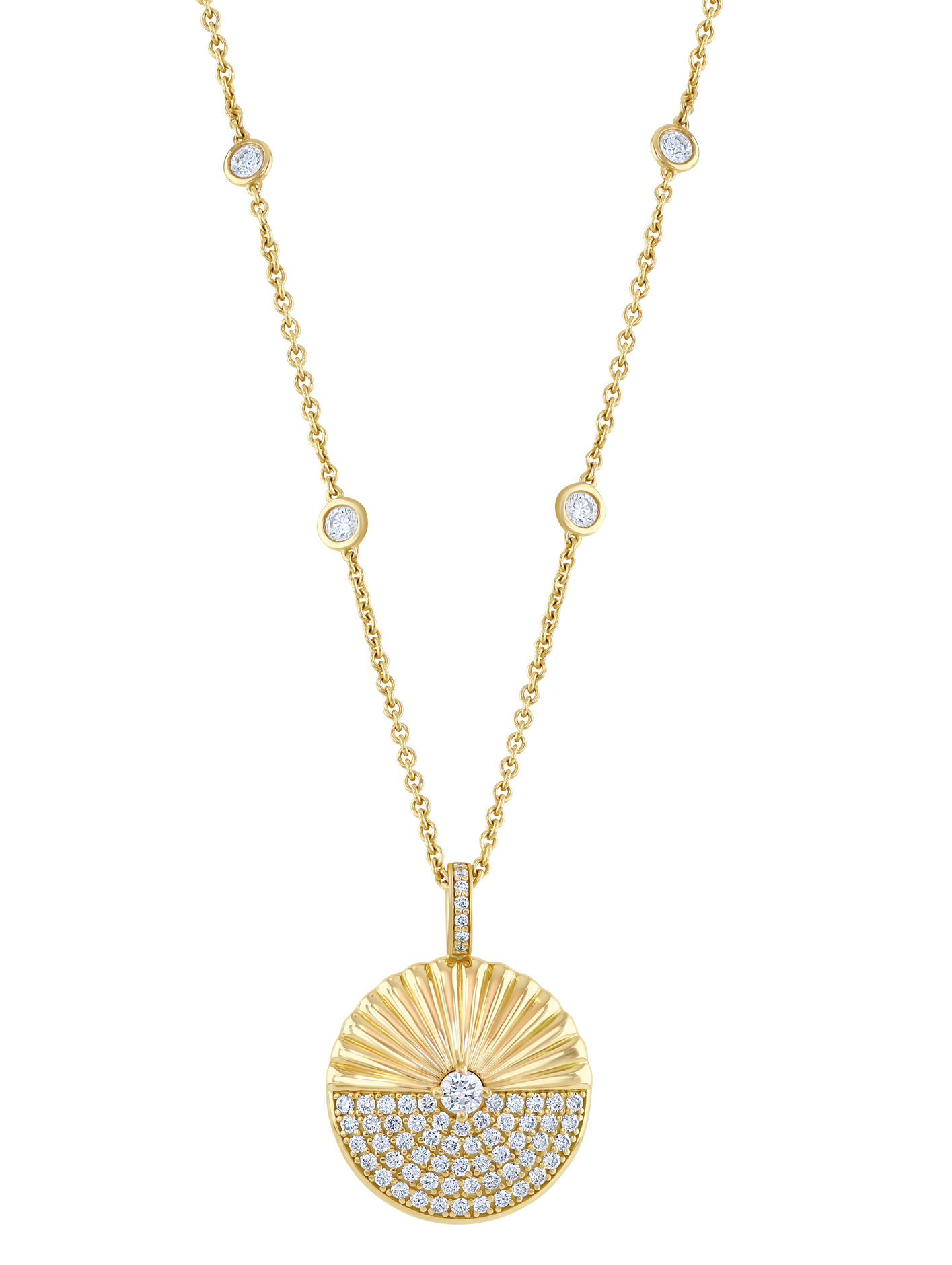 Large Alba yellow gold and diamond pendant