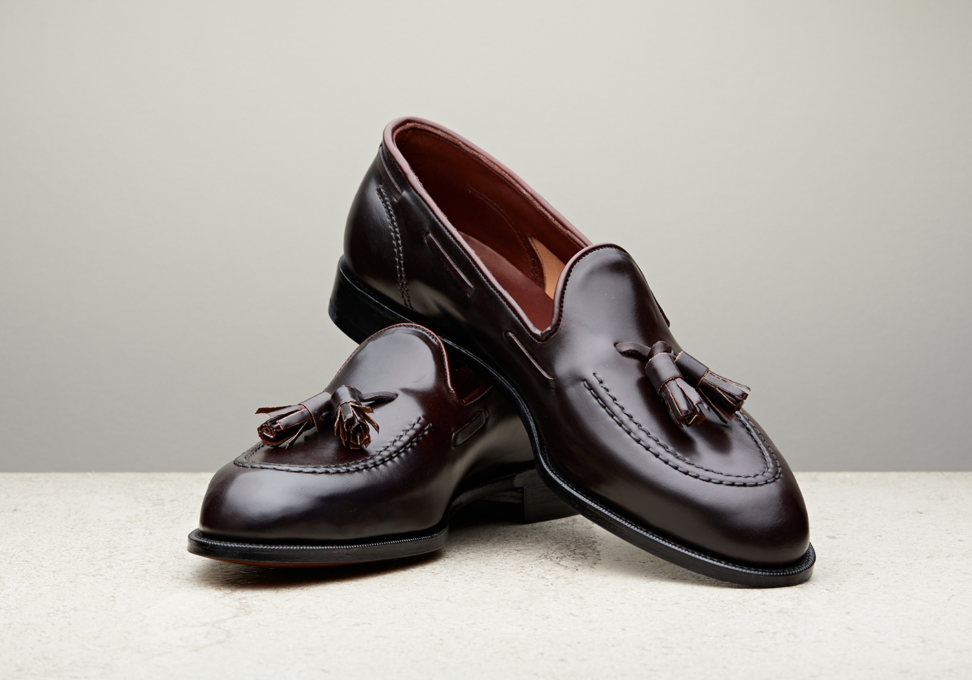 A pair of Edward Green's Greenwich shoes in burgundy cordovan