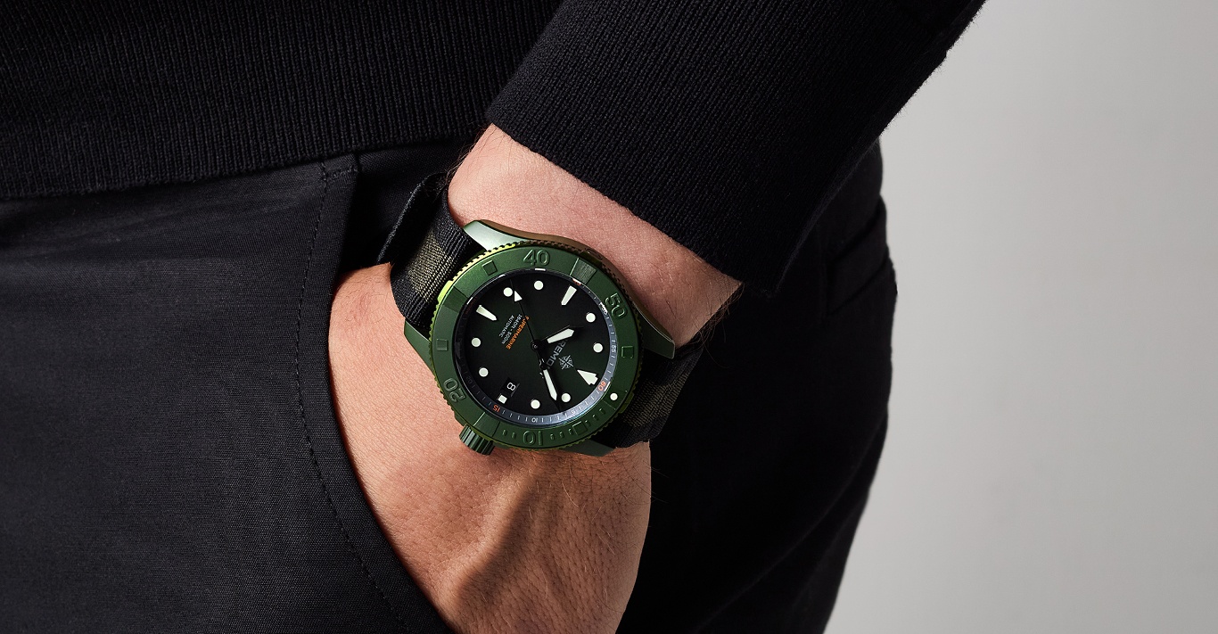 Green Bremont Supermarine SM43 with rubber wrist