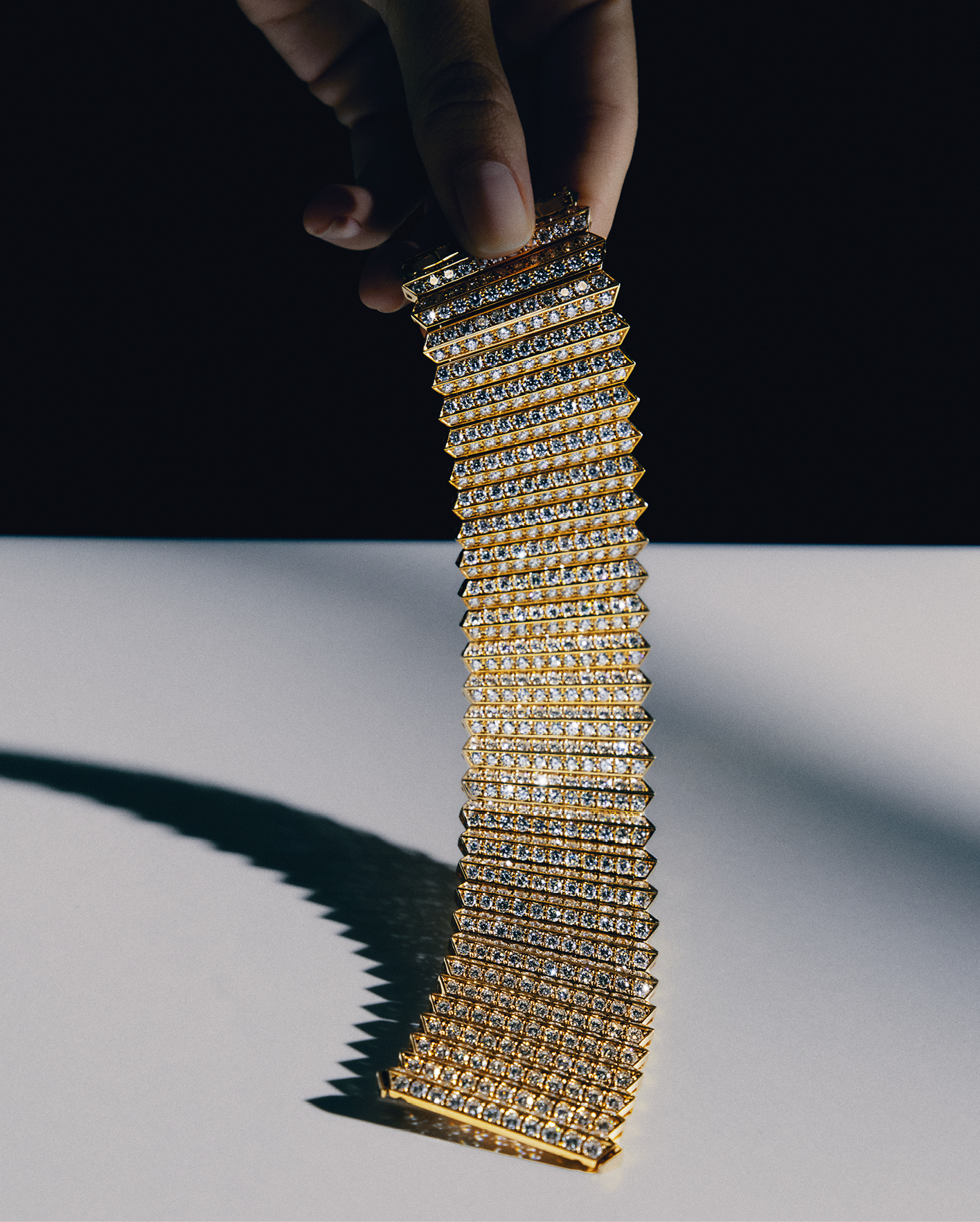 High Jewellery bracelet in pink gold with pavé-set diamonds, POA, BULGARI; bulgari.com